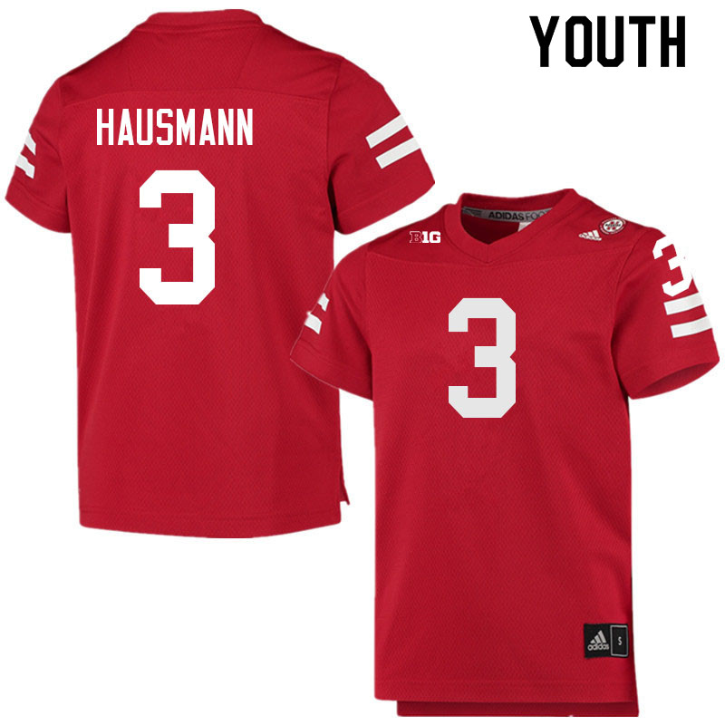 Youth #3 Cooper Hausmann Nebraska Cornhuskers College Football Jerseys Sale-Scarlet